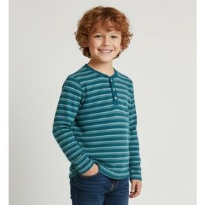 CAT & JACK Ribbed Stripe Henley Shirt, Boys Small, Blue White